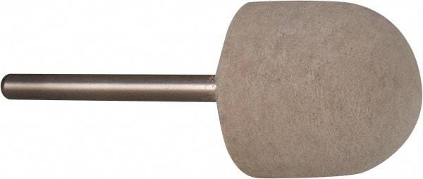 Value Collection - 3/4" Diam, 1/8" Shank Diam, Oval Shaped Mounted Bob - Rock Hard Density, 3/4" Head Length, 2" Shank Length, Wool Felt - Exact Tool & Supply