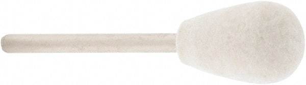 Value Collection - 1/2" Diam, 1/8" Shank Diam, Olive Shaped Mounted Bob - Rock Hard Density, 3/4" Head Length, 2" Shank Length, Wool Felt - Exact Tool & Supply