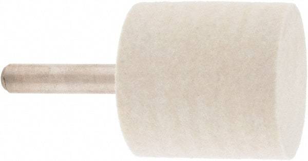 Value Collection - 1-1/4" Diam, 1/4" Shank Diam, Cylinder Shaped Mounted Bob - Hard Density, 1-1/4" Head Length, 2" Shank Length, Wool Felt - Exact Tool & Supply