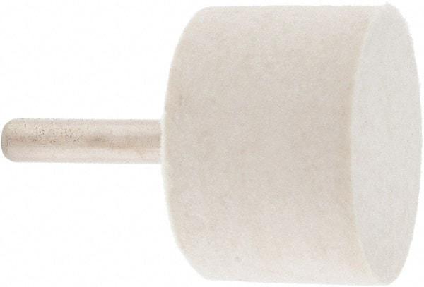 Value Collection - 1-1/2" Diam, 1/4" Shank Diam, Cylinder Shaped Mounted Bob - Rock Hard Density, 1" Head Length, 2" Shank Length, Wool Felt - Exact Tool & Supply