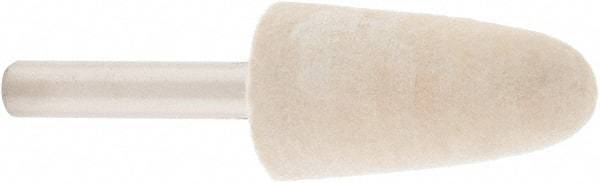 Value Collection - 3/4" Diam, 1/4" Shank Diam, Conical Shaped Mounted Bob - Rock Hard Density, 1-1/2" Head Length, 2" Shank Length, Wool Felt - Exact Tool & Supply