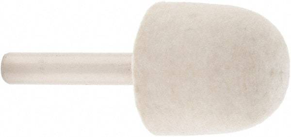 Value Collection - 1" Diam, 1/4" Shank Diam, Oval Shaped Mounted Bob - Rock Hard Density, 1" Head Length, 2" Shank Length, Wool Felt - Exact Tool & Supply