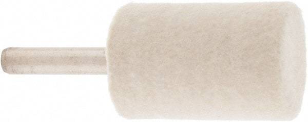 Value Collection - 1" Diam, 1/4" Shank Diam, Cylinder Shaped Mounted Bob - Medium Density, 1-1/2" Head Length, 2" Shank Length, Wool Felt - Exact Tool & Supply