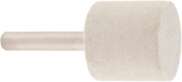 Value Collection - 1" Diam, 1/4" Shank Diam, Cylinder Shaped Mounted Bob - Rock Hard Density, 1" Head Length, 2" Shank Length, Wool Felt - Exact Tool & Supply