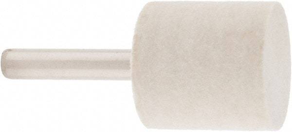 Value Collection - 1" Diam, 1/4" Shank Diam, Cylinder Shaped Mounted Bob - Hard Density, 1" Head Length, 2" Shank Length, Wool Felt - Exact Tool & Supply