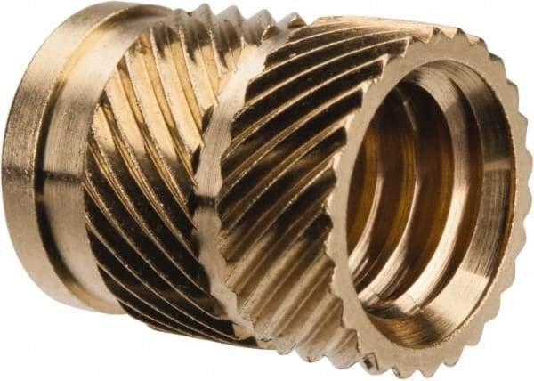 E-Z LOK - 3/8" Drill, 5/16 18 UNC, 0.403" Diam, Brass Unheaded Heat Installed Threaded Insert - 0.378" Hole, 1/2" OAL - Exact Tool & Supply