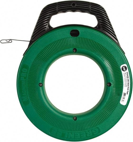 Greenlee - 240 Ft. Long x 1/8 Inch Wide, Steel Fish Tape - 400 Lb. Pulling Strength, Includes Case - Exact Tool & Supply