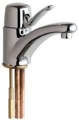 Chicago Faucets - Single Handle, Deck Mounted, Single Hole Bathroom Faucet - Ceramic Mixing Cartridge, No Drain, Integral Spout - Exact Tool & Supply