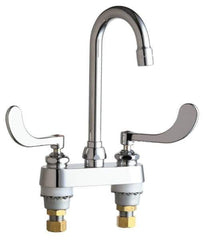 Chicago Faucets - Wrist Blade Handle, Deck Mounted Bathroom Faucet - Two Handle, Educational and Healthcare Drain, Gooseneck Spout - Exact Tool & Supply