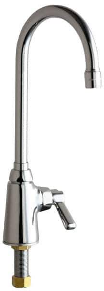 Chicago Faucets - Deck Mount, Bar and Hospitality Faucet without Spray - One Handle, Lever Handle, Gooseneck Spout - Exact Tool & Supply