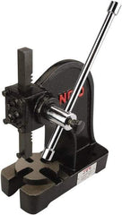 Jet - 1/2" Ram, 5-1/2" Throat Depth, 3 Ton Manual Arbor Press - 11-1/2" Max Work Height x 10-3/4" Max Work Width, Single Leverage, 8-1/2" Base Width x 18" Base Depth - Exact Tool & Supply