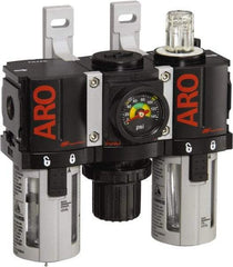 ARO/Ingersoll-Rand - 1/4" NPT Port Miniature 3 Piece Filter-Regulator-Lubricator FRL Unit - Polycarbonate Bowl, 46 SCFM, 150 Max psi, 5" High x 4.724" Long, Manual Drain - Exact Tool & Supply