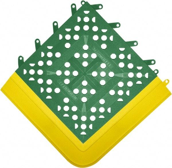 Wearwell - 27" Long x 42" Wide x 27" High x 5/8" Thick, PVC Plumbed Wash Station Emergency Eyewash/Drench Shower Mat - Green Matting, Includes 3" Wide Ramps - Exact Tool & Supply