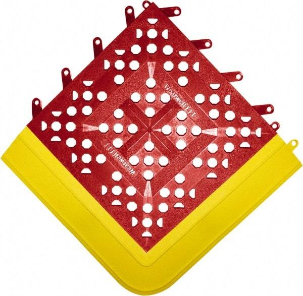 Wearwell - 27" Long x 42" Wide x 27" High x 5/8" Thick, PVC Plumbed Wash Station Emergency Eyewash/Drench Shower Mat - Red Matting, Includes 3" Wide Ramps - Exact Tool & Supply