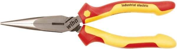Wiha - 200mm OAL, 2-3/4" Jaw Length, Long Nose Side Cutting Pliers - Insulated Handles - Exact Tool & Supply