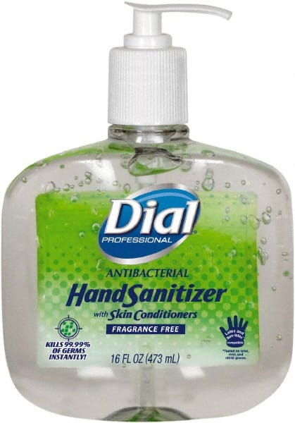 Dial - 8 Pack 16 oz Pump Bottle Gel Hand Sanitizer - Exact Tool & Supply