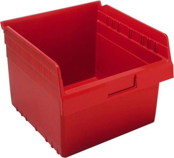 Quantum Storage - 11-5/8" Deep, Red Polypropylene Hopper Shelf Bin - 8" High x 11-1/8" Wide x 11-5/8" Long - Exact Tool & Supply