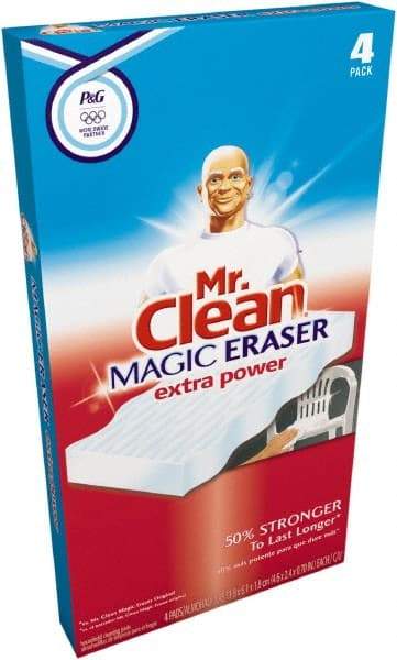 Mr. Clean - 2.4" Long x 4.6" Wide x 0.7" Thick Eraser - Heavy-Duty, White - Exact Tool & Supply