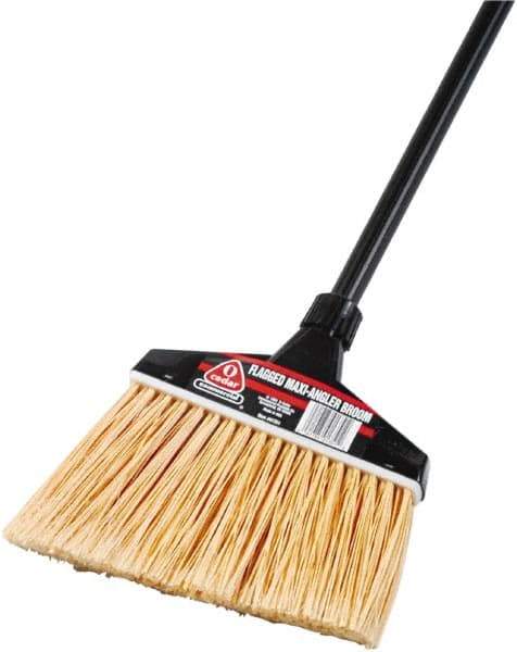 O-Cedar - 13" Wide, Synthetic Bristles, 51" Vinyl-Coated Metal Handle, Angled Broom - Flagged - Exact Tool & Supply