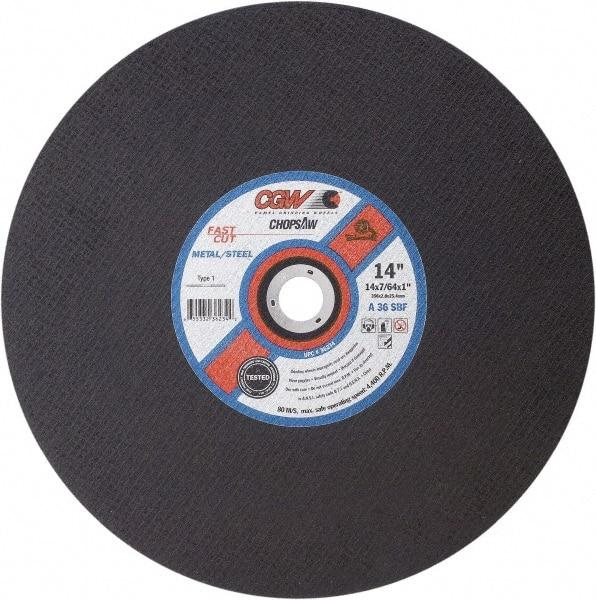 Camel Grinding Wheels - 14" 30 Grit Aluminum Oxide Cutoff Wheel - 3/32" Thick, 1" Arbor, 4,400 Max RPM - Exact Tool & Supply