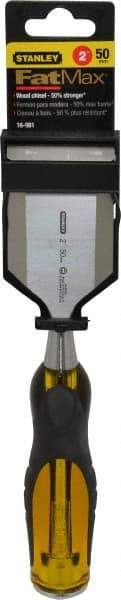 Stanley - 9" OAL x 2" Blade Width Wood Chisel - 2" Tip, Acetate & Rubber Grip Handle - Exact Tool & Supply