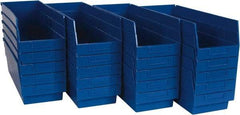 Quantum Storage - 50 Lb. Load Capacity, 17-7/8" Deep, Blue Polypropylene Hopper Shelf Bin - 6" High x 6-5/8" Wide x 17-7/8" Long - Exact Tool & Supply