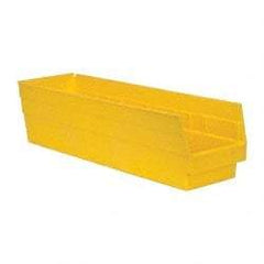 Quantum Storage - 50 Lb. Load Capacity, 23-5/8" Deep, Yellow Polypropylene Hopper Shelf Bin - 6" High x 6-5/8" Wide x 23-5/8" Long - Exact Tool & Supply