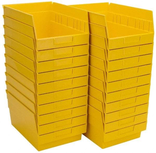 Quantum Storage - 50 Lb. Load Capacity, 11-5/8" Deep, Yellow Polypropylene Hopper Shelf Bin - 6" High x 8-3/8" Wide x 11-5/8" Long - Exact Tool & Supply