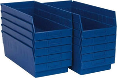Quantum Storage - 50 Lb. Load Capacity, 17-7/8" Deep, Blue Polypropylene Hopper Shelf Bin - 6" High x 8-3/8" Wide x 17-7/8" Long - Exact Tool & Supply