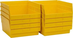 Quantum Storage - 50 Lb. Load Capacity, 11-5/8" Deep, Yellow Polypropylene Hopper Shelf Bin - 6" High x 11-1/8" Wide x 11-5/8" Long - Exact Tool & Supply