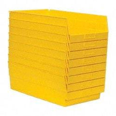 Quantum Storage - 50 Lb. Load Capacity, 17-7/8" Deep, Yellow Polypropylene Hopper Shelf Bin - 6" High x 11-1/8" Wide x 17-7/8" Long - Exact Tool & Supply
