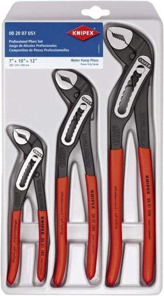 Knipex - 3 Piece Pipe Wrench & Water Pump Plier Set - Comes in Plastic Deep-Drawn Packaging - Exact Tool & Supply