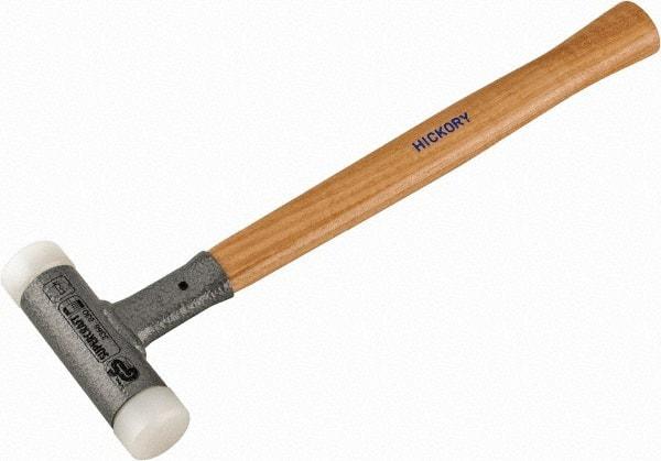 HALDER - 15 oz Head 1-3/16" Face Diam Nylon Dead Blow Hammer - 13" OAL, Hickory Handle - Exact Tool & Supply
