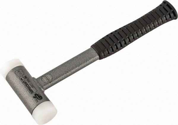 HALDER - 25 oz Head 1-3/8" Face Diam Nylon Dead Blow Hammer - 11-1/2" OAL, Steel Handle - Exact Tool & Supply