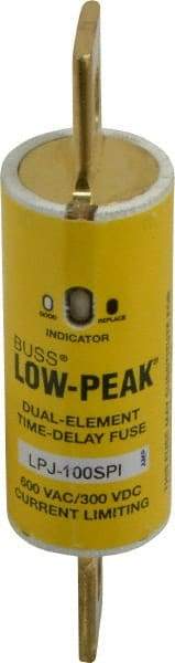 Cooper Bussmann - 300 VDC, 600 VAC, 100 Amp, Time Delay General Purpose Fuse - Bolt-on Mount, 4-5/8" OAL, 100 at DC, 300 at AC (RMS) kA Rating, 1-7/64" Diam - Exact Tool & Supply