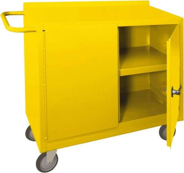Durham - 2 Door, 1 Shelf, Yellow Steel Standard Safety Cabinet - 78" High x 18" Wide x 36" Deep, Manual Closing Door - Exact Tool & Supply