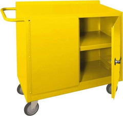 Durham - 2 Door, 1 Shelf, Yellow Steel Standard Safety Cabinet - 78" High x 18" Wide x 36" Deep, Manual Closing Door - Exact Tool & Supply