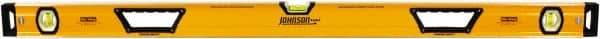 Johnson Level & Tool - 48" Long 3 Vial Box Beam Level - Aluminum, Yellow, 2 Plumb & 1 Level Vials - Exact Tool & Supply