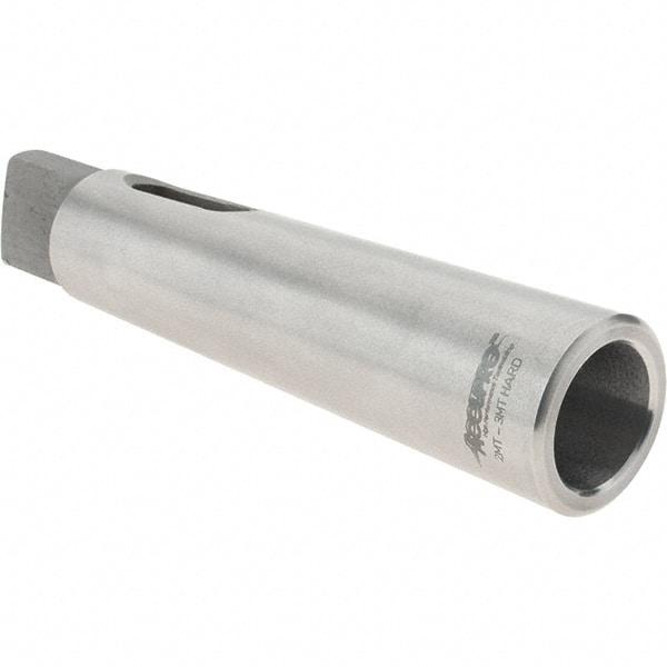 Accupro - MT2 Inside Morse Taper, MT3 Outside Morse Taper, Standard Reducing Sleeve - Hardened & Ground Throughout, 3/4" Projection, 4-3/8" OAL - Exact Tool & Supply