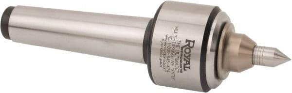 Royal Products - Straight Shank, 2-1/4" Head Diam Live Center - 5,000 Max RPM, 1.69" Long Case, 1/2" Point Diam, 0.94" Point Len, 350 Lb Max Workpiece, Spring Loaded Point - Exact Tool & Supply