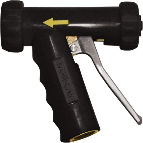 SANI-LAV - 3/4" Pipe, Insulated, Grade C-36000 Brass Adjustable Spray Pattern Nozzle - Black, 3/4 GHT Connection, 5.3 Gal per min at 100 psi, 3/4 GHT, 3/4" Orifice Diam, For Use With Water - Exact Tool & Supply