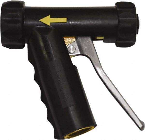 SANI-LAV - 3/4" Pipe, Insulated, Grade C-36000 Brass Adjustable Spray Pattern Nozzle - Black, 3/4 GHT Connection, 7 Gal per min at 100 psi, 3/4 GHT, 3/4" Orifice Diam, For Use With Water - Exact Tool & Supply