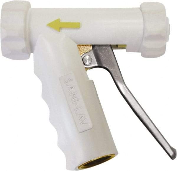SANI-LAV - 3/4" Pipe, Insulated, Grade C-36000 Brass Adjustable Spray Pattern Nozzle - White, 3/4 GHT Connection, 7 Gal per min at 100 psi, 3/4 GHT, 3/4" Orifice Diam, For Use With Water - Exact Tool & Supply