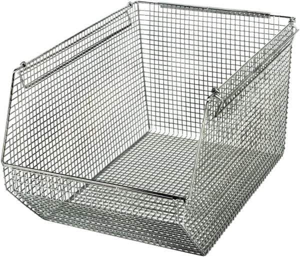 Quantum Storage - 175 Lb. Load Capacity, 18-1/2" Deep, Chrome Hopper Stacking Bin - 10-1/8" High x 11" Wide x 18-1/2" Long - Exact Tool & Supply