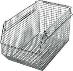 Quantum Storage - 175 Lb. Load Capacity, 14-1/2" Deep, Chrome Hopper Stacking Bin - 7" High x 8" Wide x 14-1/2" Long - Exact Tool & Supply