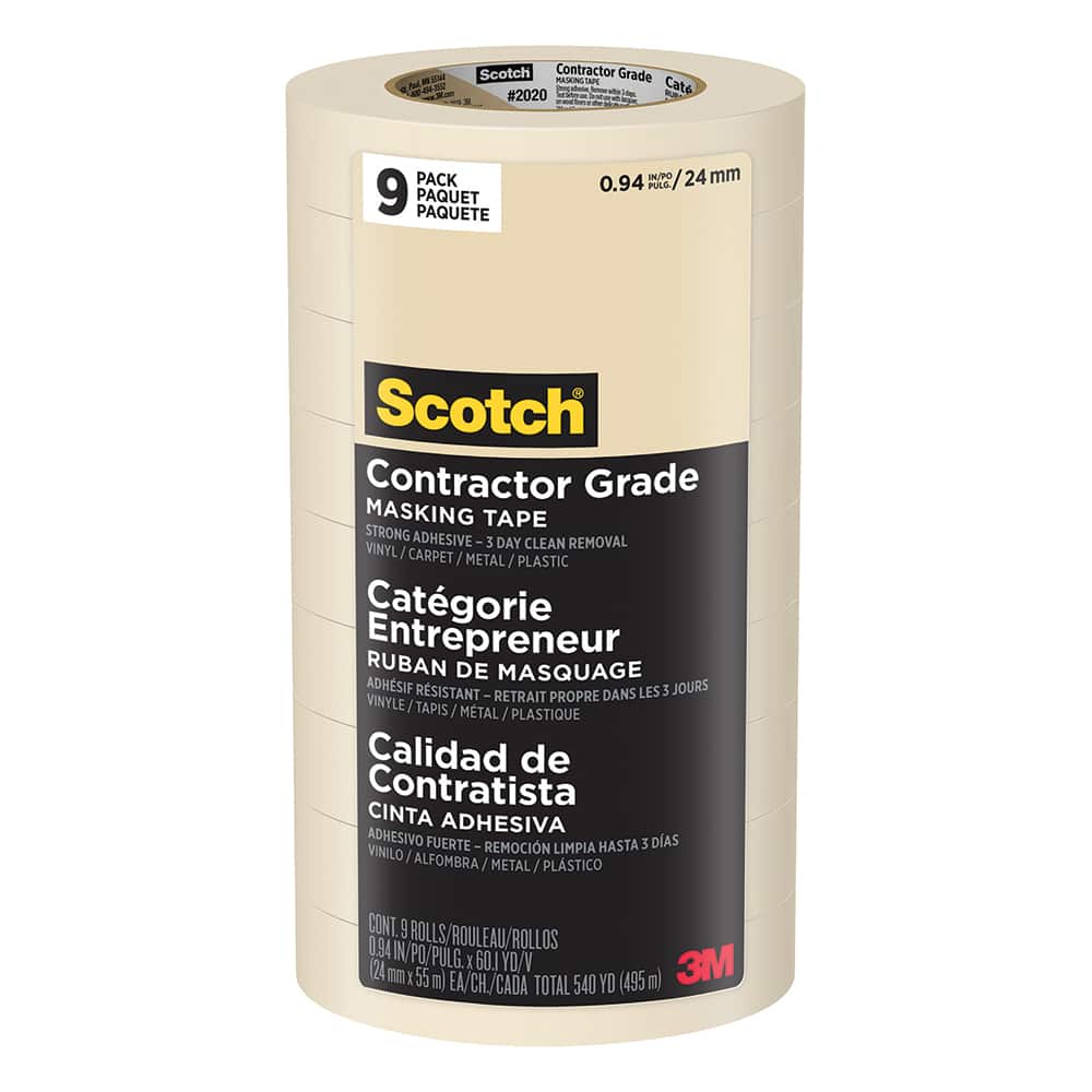 3M - 0.94" Wide x 60 Yd Long Tan Masking Tape - Exact Tool & Supply