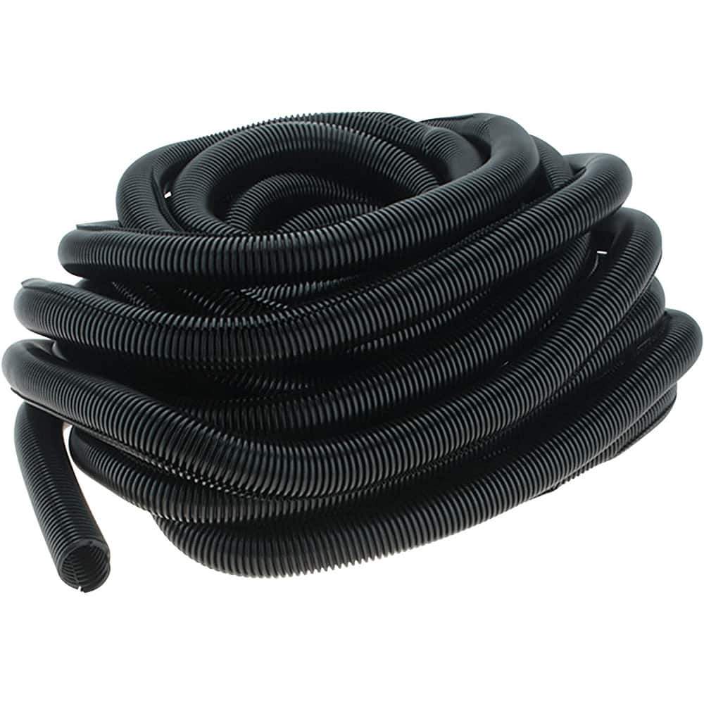 Value Collection - 1" Trade Size, 50' Long, Flexible Split Loom Conduit - Thermoplastic, 0.95" ID, Black - Exact Tool & Supply