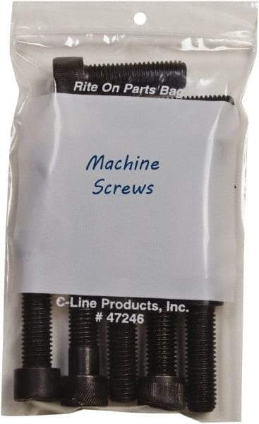 C-LINE - 4-3/4" Long x 9" Wide x 8-7/8" High, 0.002 mil Thick, Self Seal Antistatic Poly Bag - Clear & White - Exact Tool & Supply
