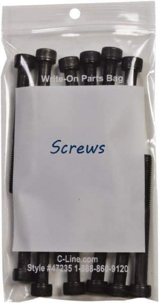 C-LINE - 4-3/4" Long x 8" Wide x 6-7/8" High, 0.002 mil Thick, Self Seal Antistatic Poly Bag - Clear & White - Exact Tool & Supply