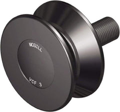 McGill - 4-1/2" Roller Diam x 2" Width, 1-1/8" Stud Diam x 2-1/2" Length, V Guide Roller - Steel, 1-3/4" Thread Length, 1-1/4-12 Thread, 4-1/2" OAL, 14,300 Lb Dynamic Cap, 16,000 Lb Static Cap - Exact Tool & Supply